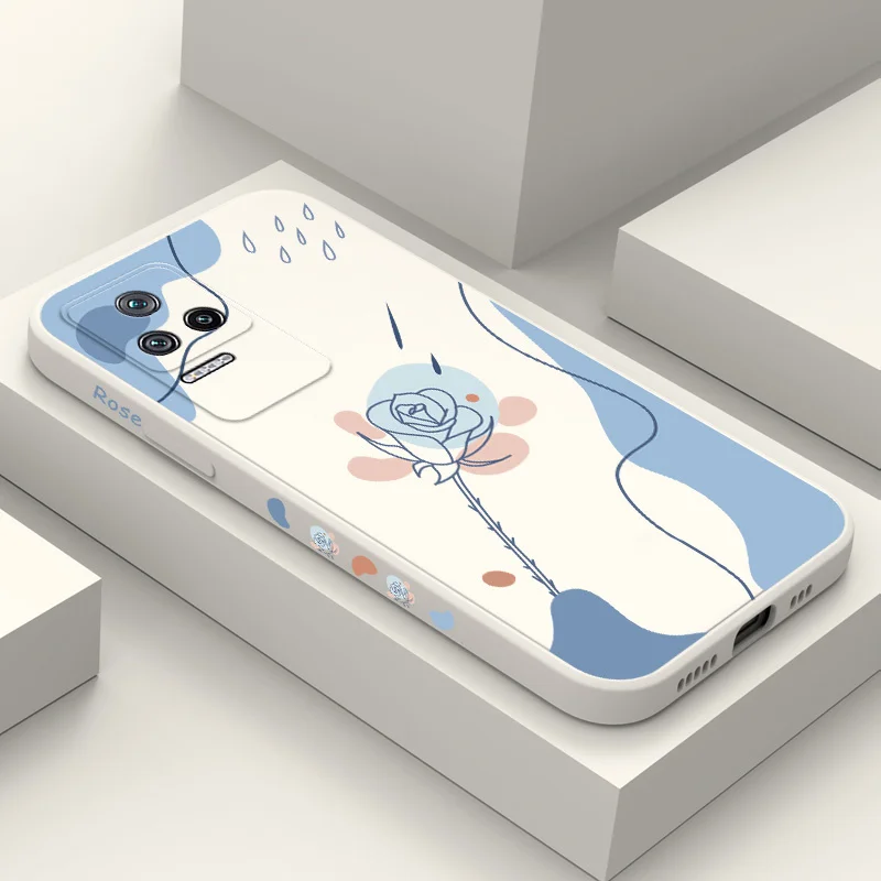 

Rain Roses Phone Case For Xiaomi Poco M5 M5S X5 F5 M5 F4 X4 M4 F3 X3 M3 F2 X2 Pro C40 4G 5G GT Liquid Silicone Cover