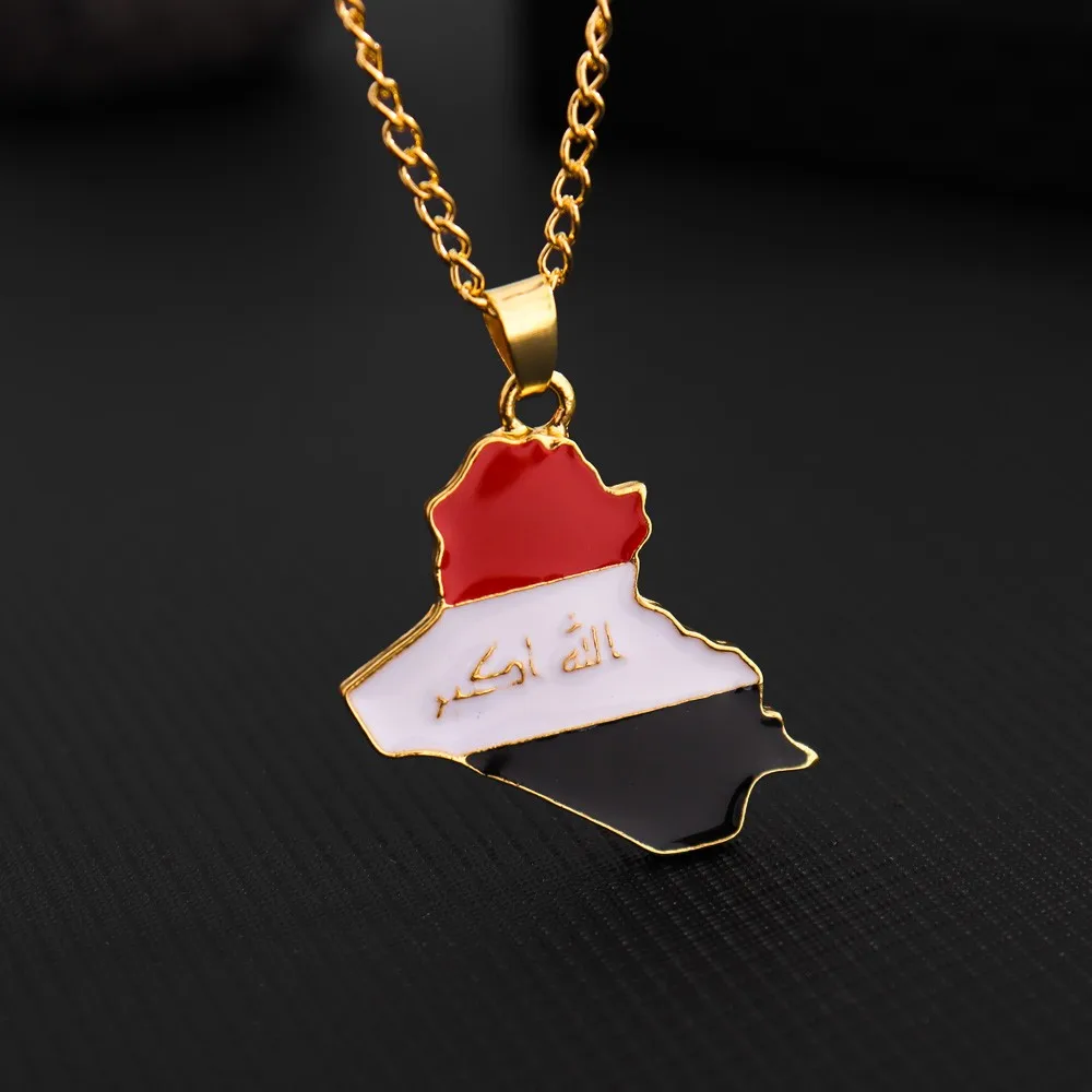 Модное ожерелье с подвеской в виде карты Ирака для мужчин и женщин изящные