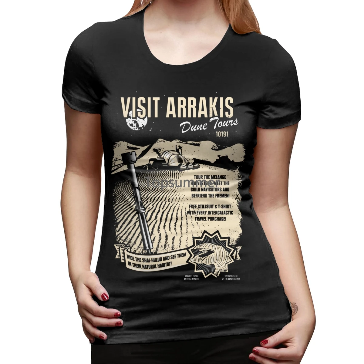

Давид Линч футболка посетите Arrakis футболка 100 хлопок большая женская футболка белая печать о-образный вырез женская футболка