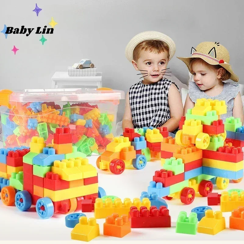 

DIY large particle plastic building block toys children early education education kindergarten gift bucket wholesale mini block