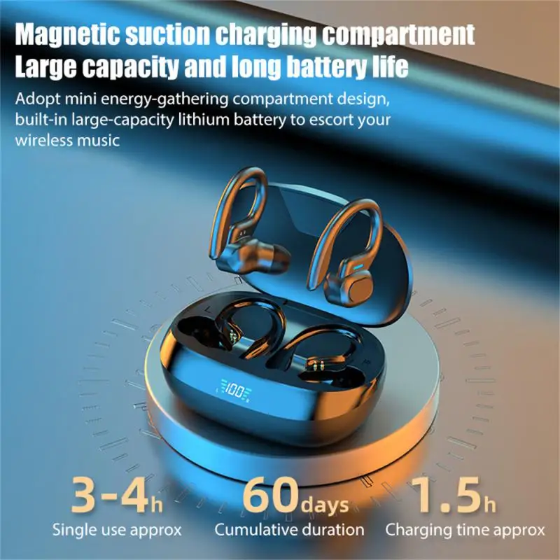 

SP16 Bluetooth Earphones Wireless Compatible Headphones Available Ear-hanging LED Digital Display Portable Wireless Headphone