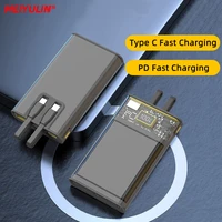 pd 22 5w power bank 20000mah portable charger external battery fast charging powerbank built in cable for iphone xiaomi samsung