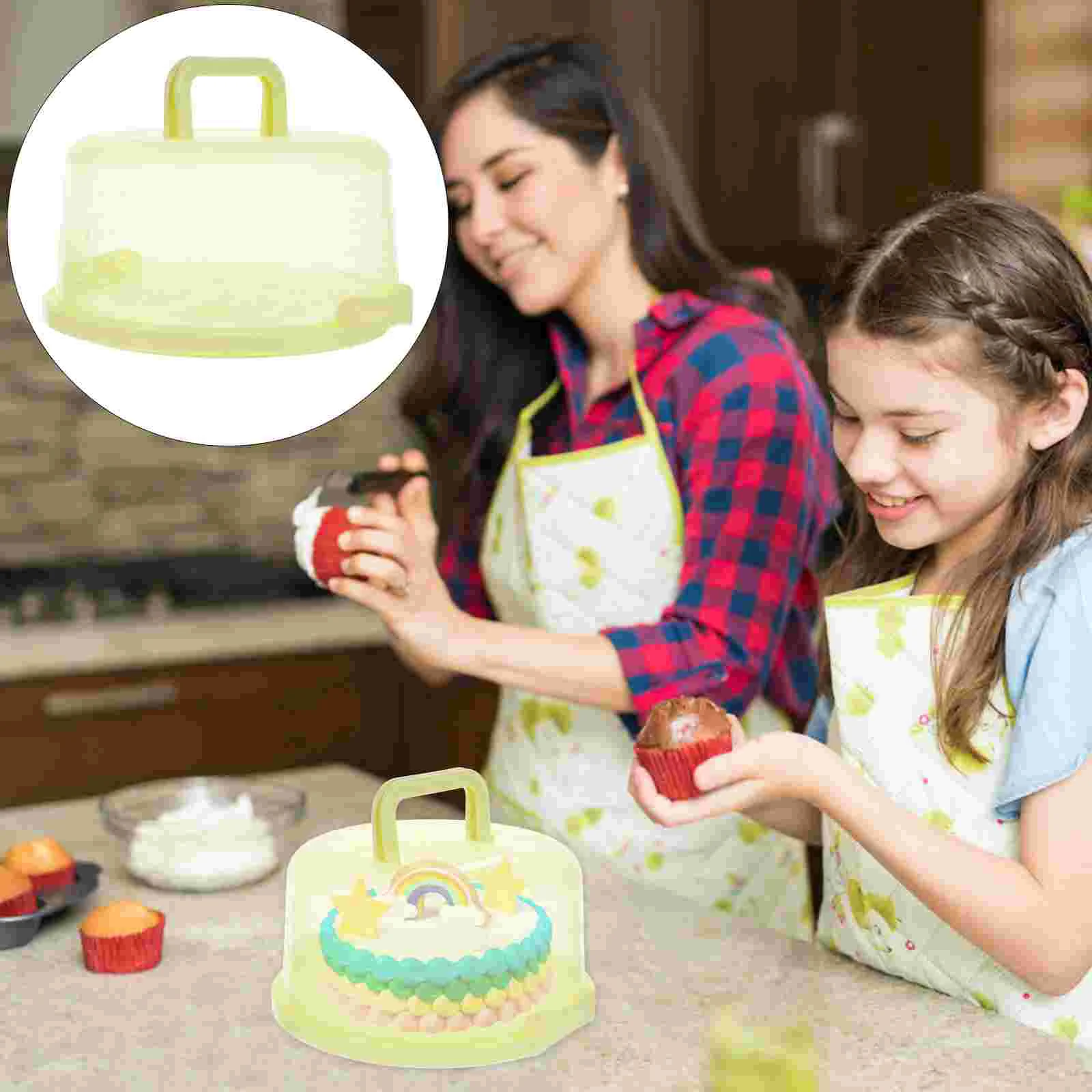 

Cake Carrier Box Holder Keeper Storage Container Cupcake Locking Dessert Portable Clear Round Boxes Bakery Saver Pastry