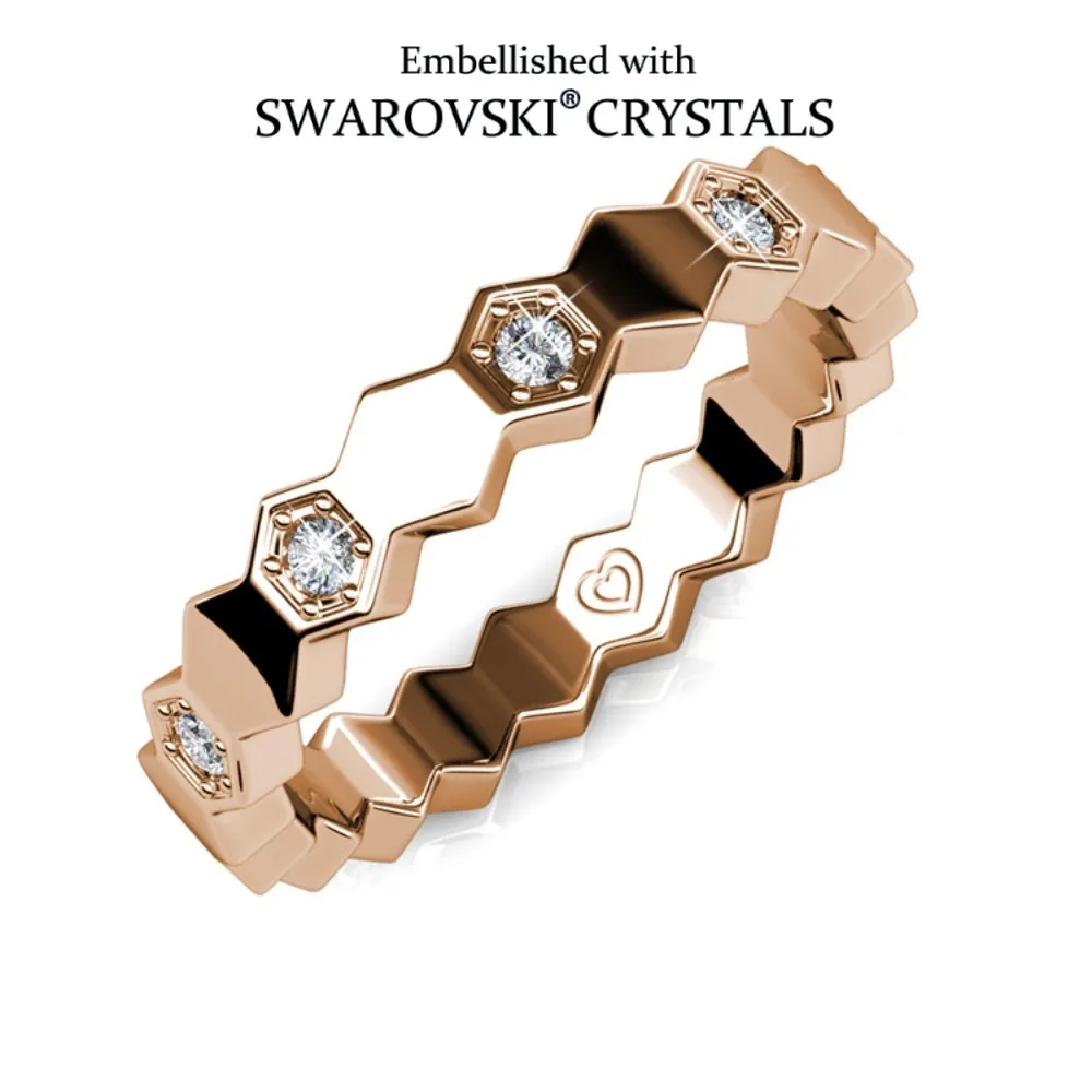 Фото Daisini Crystals from Swarovski Honeycomb Band Ring Высокое качество Bass для женщин и мужчин пара Unsiex модные украшения на палец вечерние №1