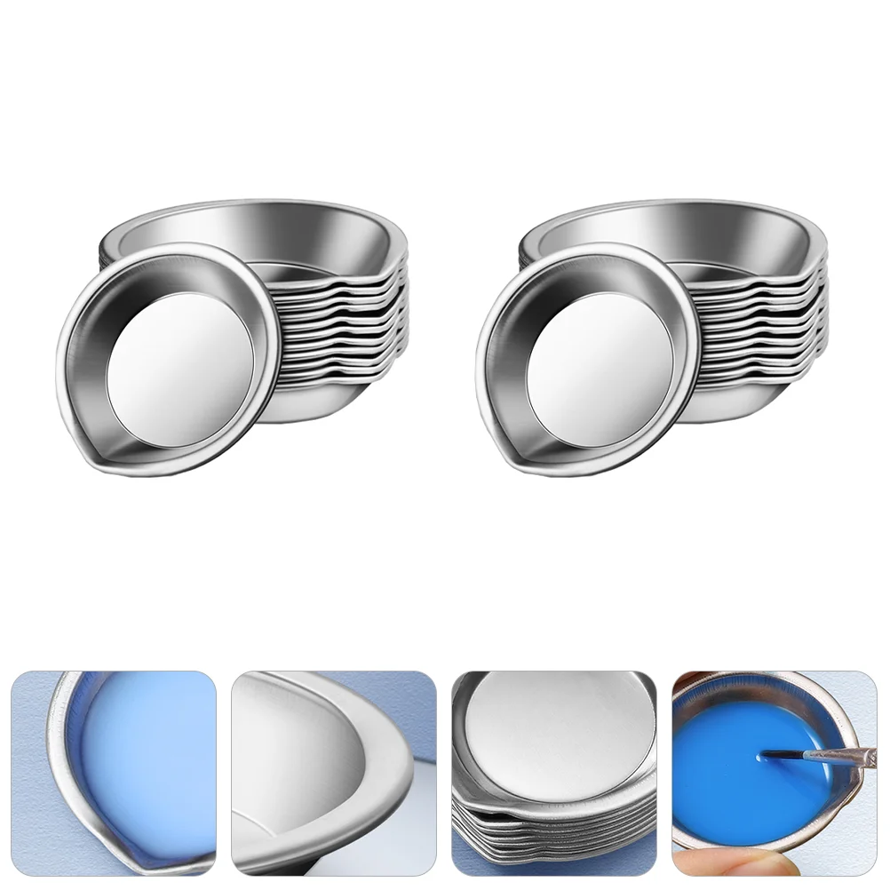 

24 Pcs Watercolor Paints Easy Pour Palette Child Disposable Serving Tray Kids Pallets Stainless Steel Pigment Plate Wet