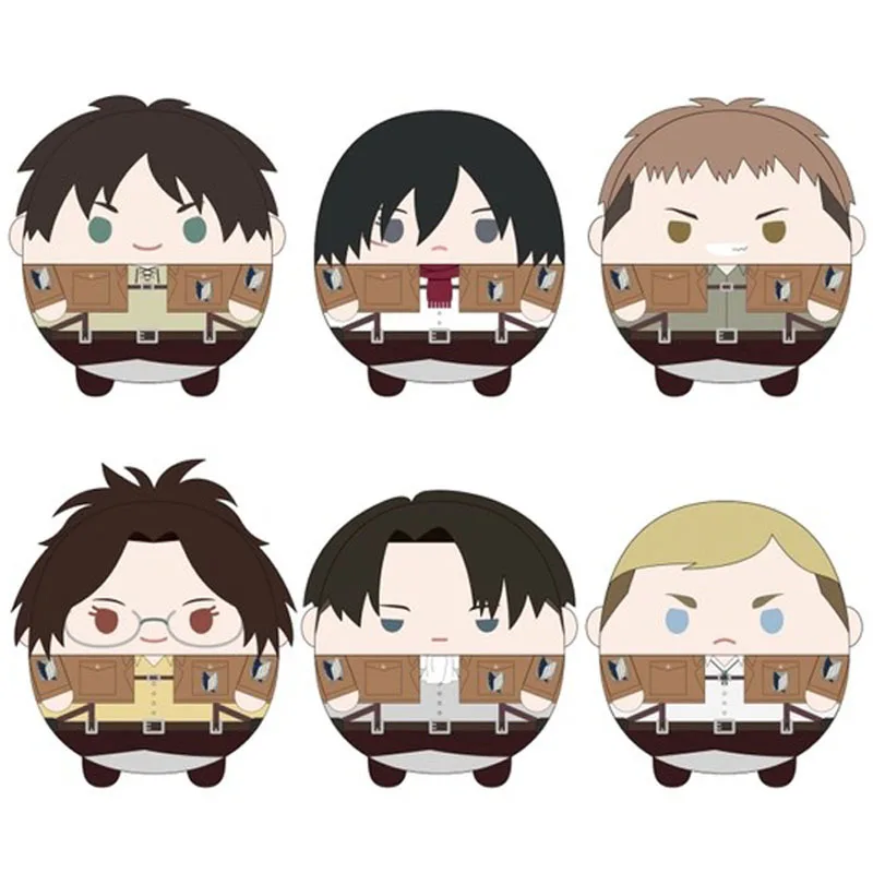 

New Cute Japan Anime Attack On Titan Eren Levi Mikasa Jean Erwin Hans Zoe Plush Mascot Stuffed Mochi Doll Toy 20CM Kids Gifts