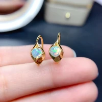 meibapj natural opal gemstone fashion leaf earrings for women real 925 sterling silver charm fine wedding jewelry