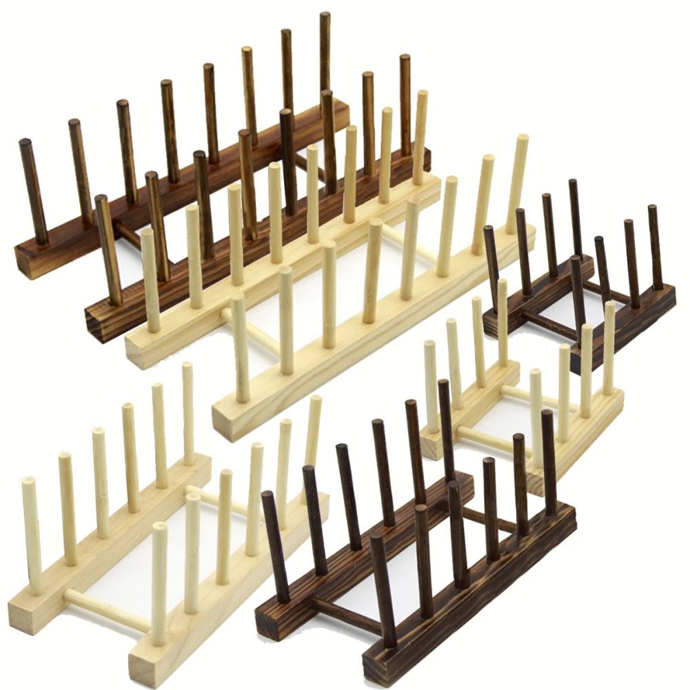 

Bamboo Drainer Wooden Dish Rack Plates Holder Kitchen Storage Cabinet Organizer for Dish/Plate/Bowl/Cup/Pot Lid/Cutting Board