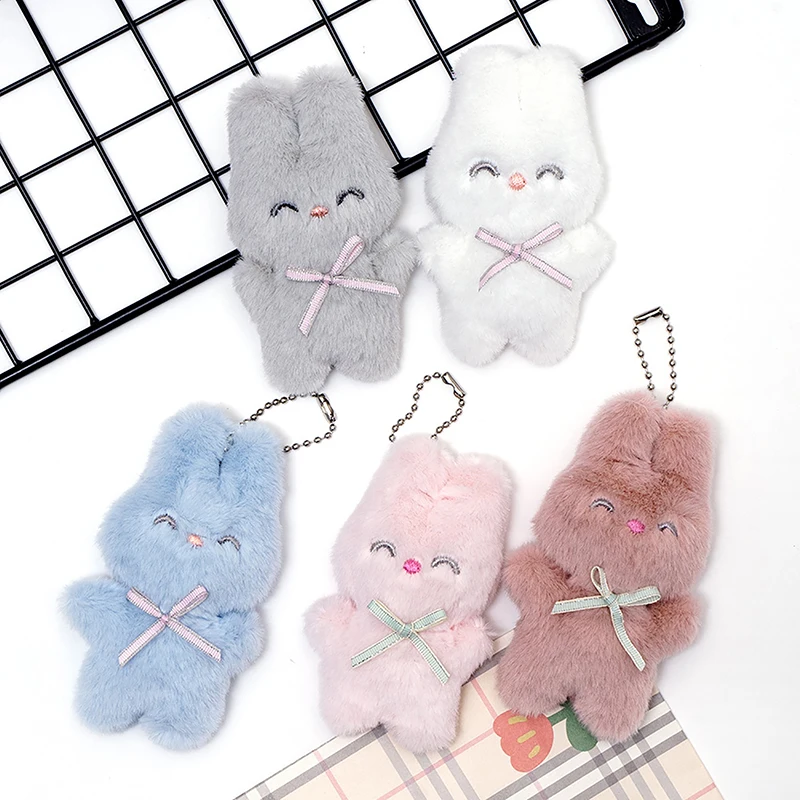 

Cartoon Plush Rabbit Pendant Cute Squinting Rabbit Doll Bag Keychain Pendant Versatile Bag Accessories