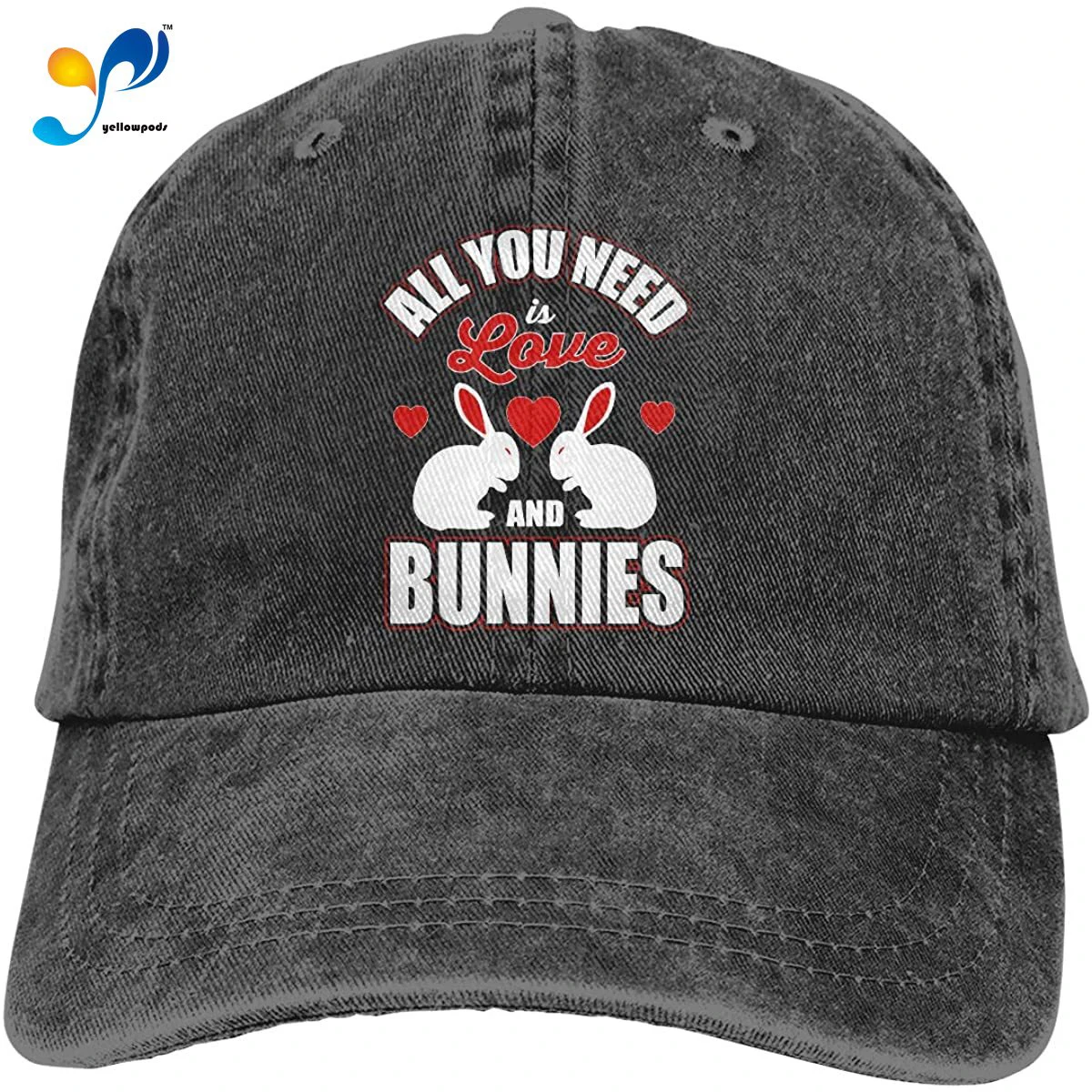 

All You Need Is Love And Bunnies Vintage Washed Twill Baseball Caps Hat Funny Humor Irony Graphics Of Adult Gift Gorras Hombre