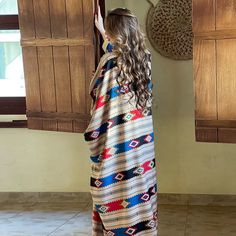 Batwing Stripe Abaya Set Eid For Women 2022 2 Piece Matching Open Muslim Plus Size Abaya Dubai Moroccan Caftan Jalabiya Dresses