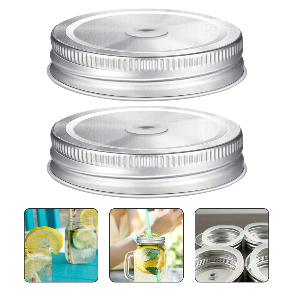 

2pcs Lids Mason Jar Straw Lids Canning Jar Lids With Straw Hole Canning Jar Replacement Lids for Festival Shop