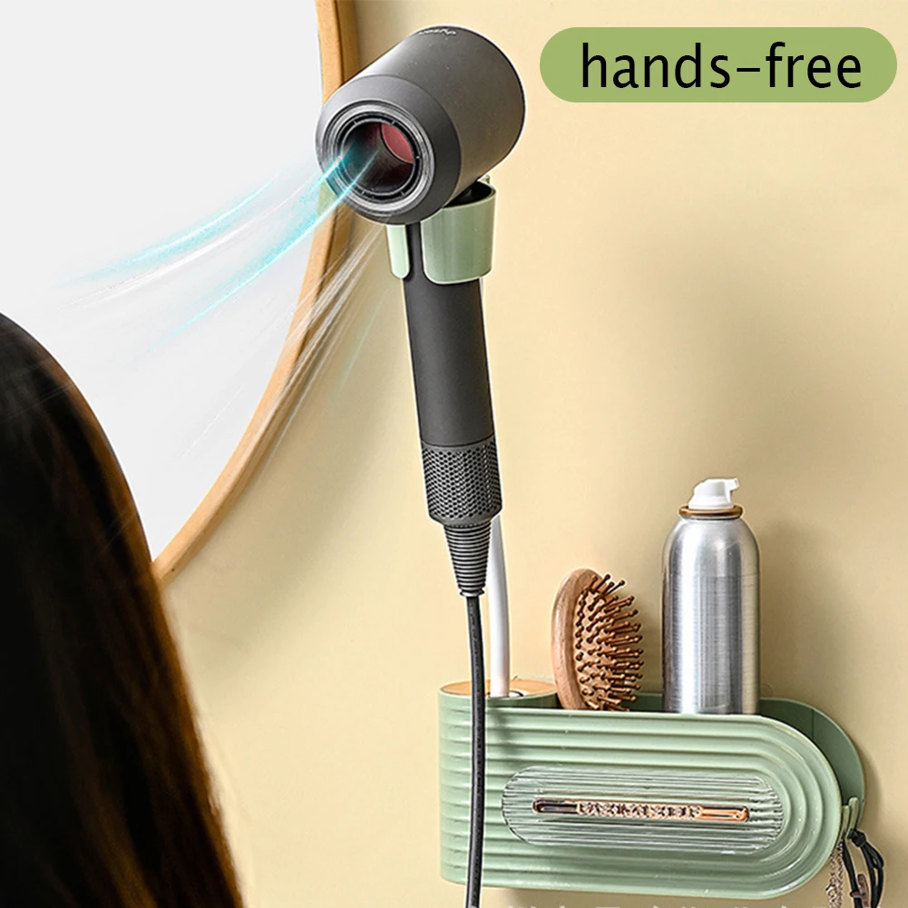 

Wall Mounted Hair Dryer Holder No Drilling Hair Dryer Storage Rack for Bathroom High Quality MaterialStand Hair Dryer Bracket