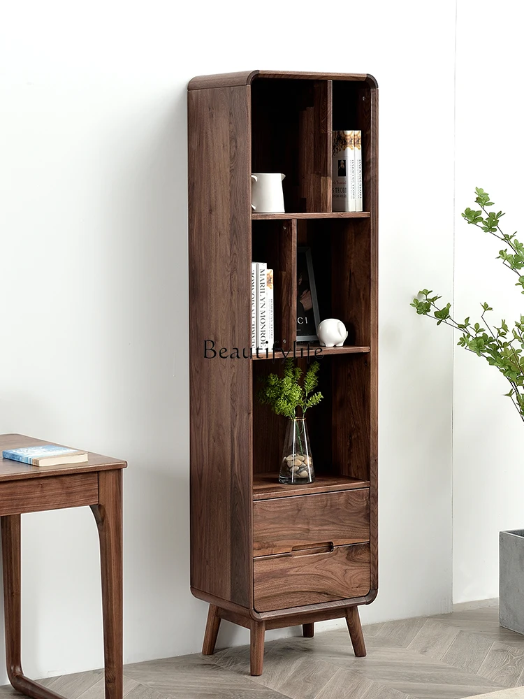 Напольная полка из цельного дерева североамериканского черного ореха