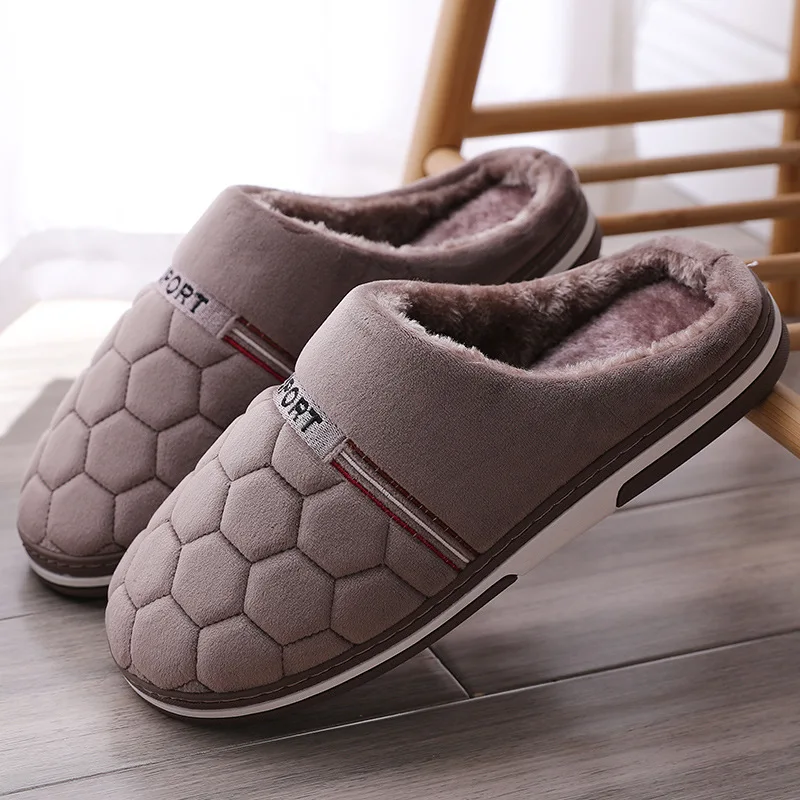 size 47 50 mens autumn and winter cotton slippers extra large home cotton shoes warm thick bottom plus size house slippers men free global shipping