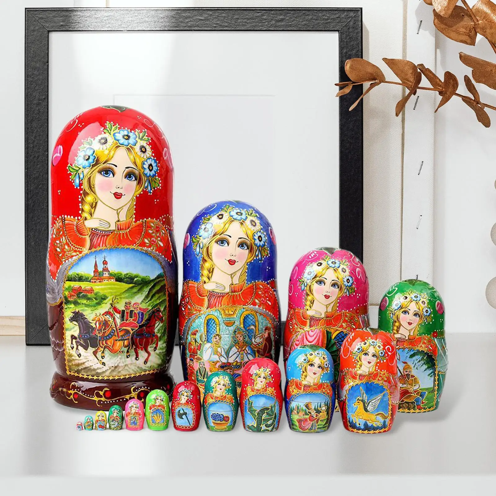 

15x Handpainted Russian Matryoshka Doll Nesting Doll Crafts Kids Toy Stacking Doll