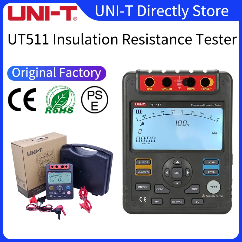 

UNI-T UT511 1000V 10Gohm Digital Insulation Resistance Testers UT511 Voltmeter Auto Range Megger