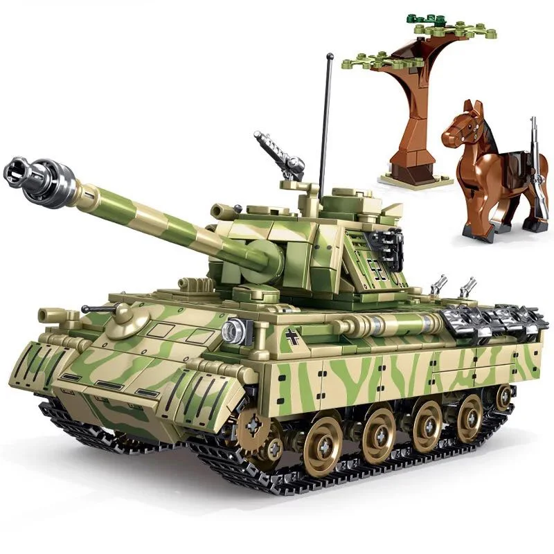 

858pcs Panther Tank Model Militaty Building Blocks Panzer With Solider Figures Weapon Bricks Toys For Children Kid Festival Gift