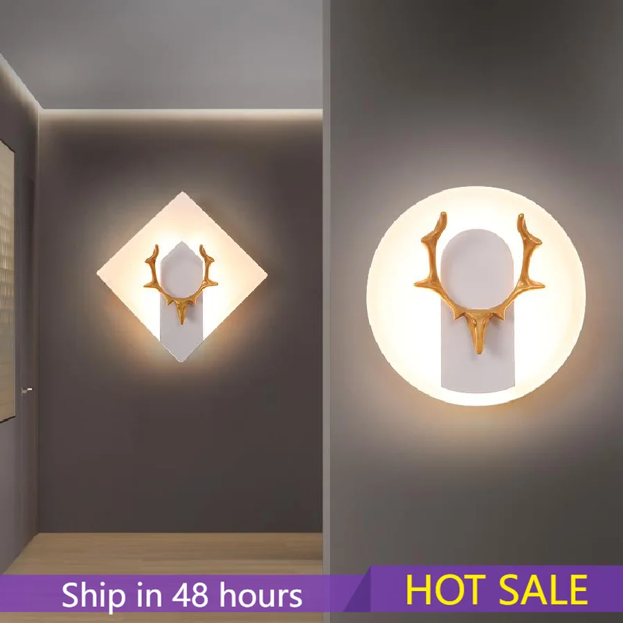 

Modern LED Wall Lamp Foyer Corridor Bedroom Beside Lamp Iron+Acrylic Materials New Sconce Hotel Room Decoration Wall Light