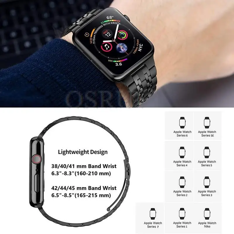 Strap + Case For Apple watch band 41mm 45mm 44mm 40mm 42mm 38mm Stainless Steel Link bracelet Wrist belt iWatch 7 6 5 4 3 2 SE