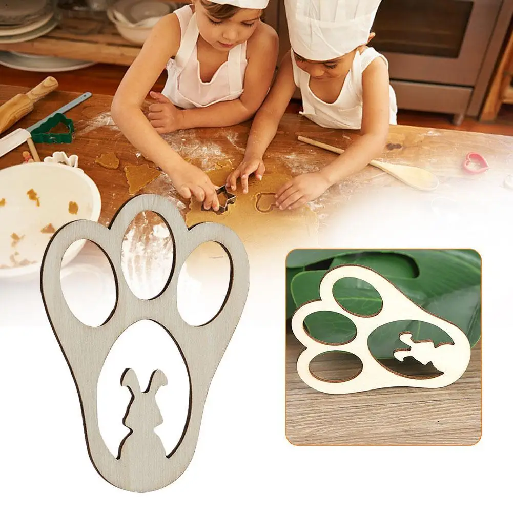 

Easter Wooden Rabbit Foot Biscuit Mold Rabbit Animals Pattern Cake Baking Mould Tools For Christmas Easter