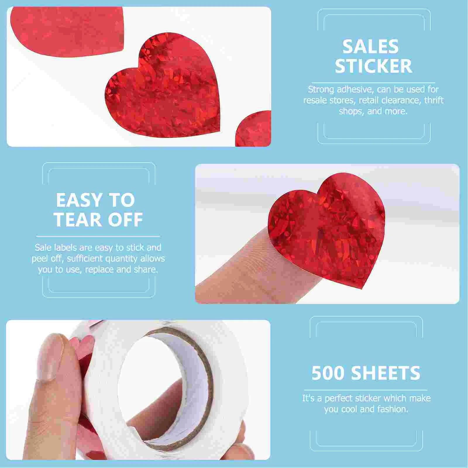 

1000 шт., самоклеящиеся наклейки в форме сердца