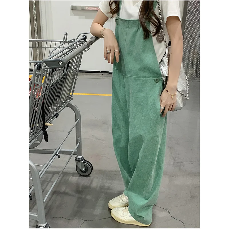 Strap pants for women in summer 2023 new green and white T-shirt launched S-XL small loose fitting age reducing two-piece set