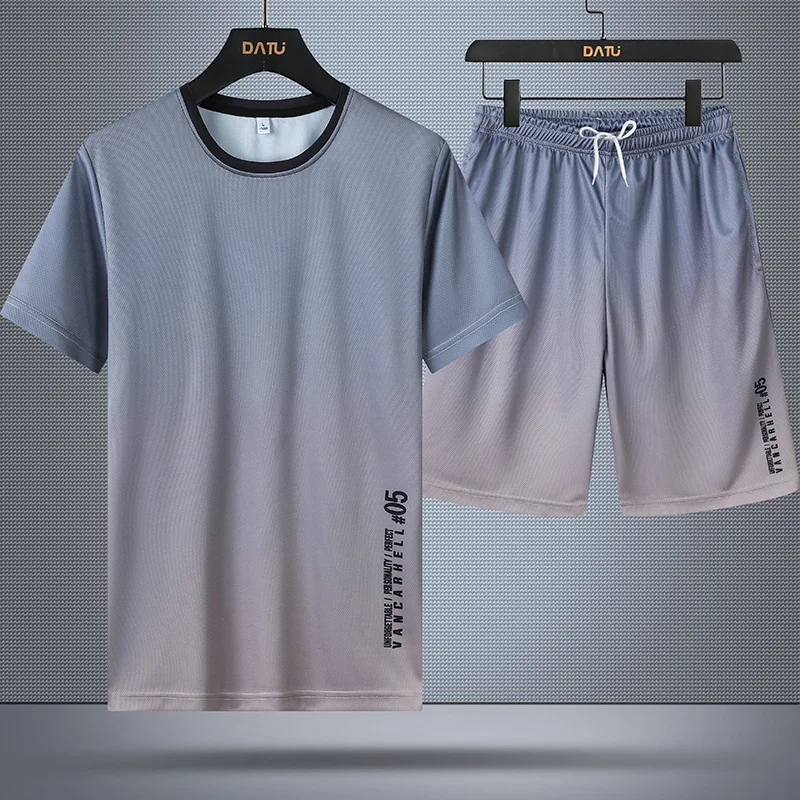 Мужской спортивный костюм для фитнеса Повседневная летняя футболка и шорты