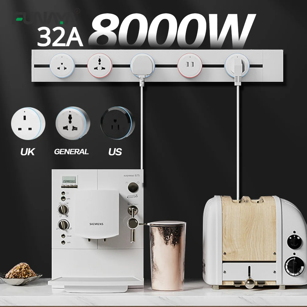 Рельсовые розетки удлинитель US/UK/EU/AU/General 8000 Вт 110 В 220 13A с USB-адаптером типа C