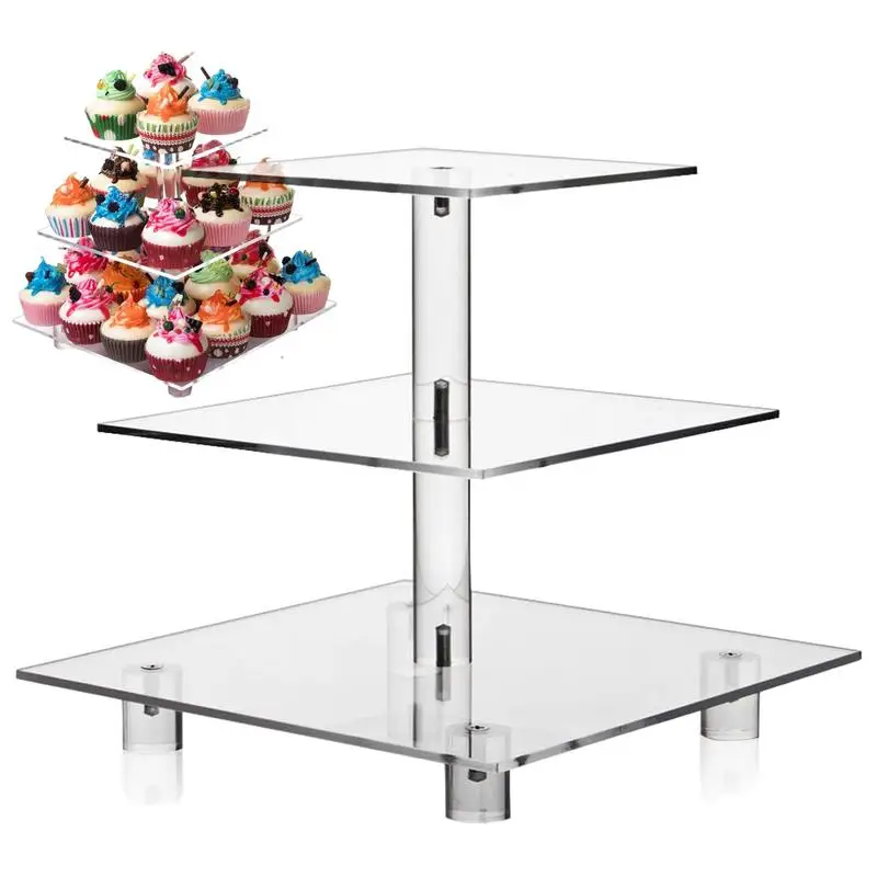 

Acrylic Cupcake Stand Round Cake Display Shelf Transparent Cake Stand Kitchen Cake Decoration Anti Slip Acrylic Cupcake Tools