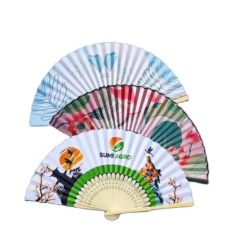 100 шт. китайский бамбуковый складной веер для женщин бумажные вееры печати на