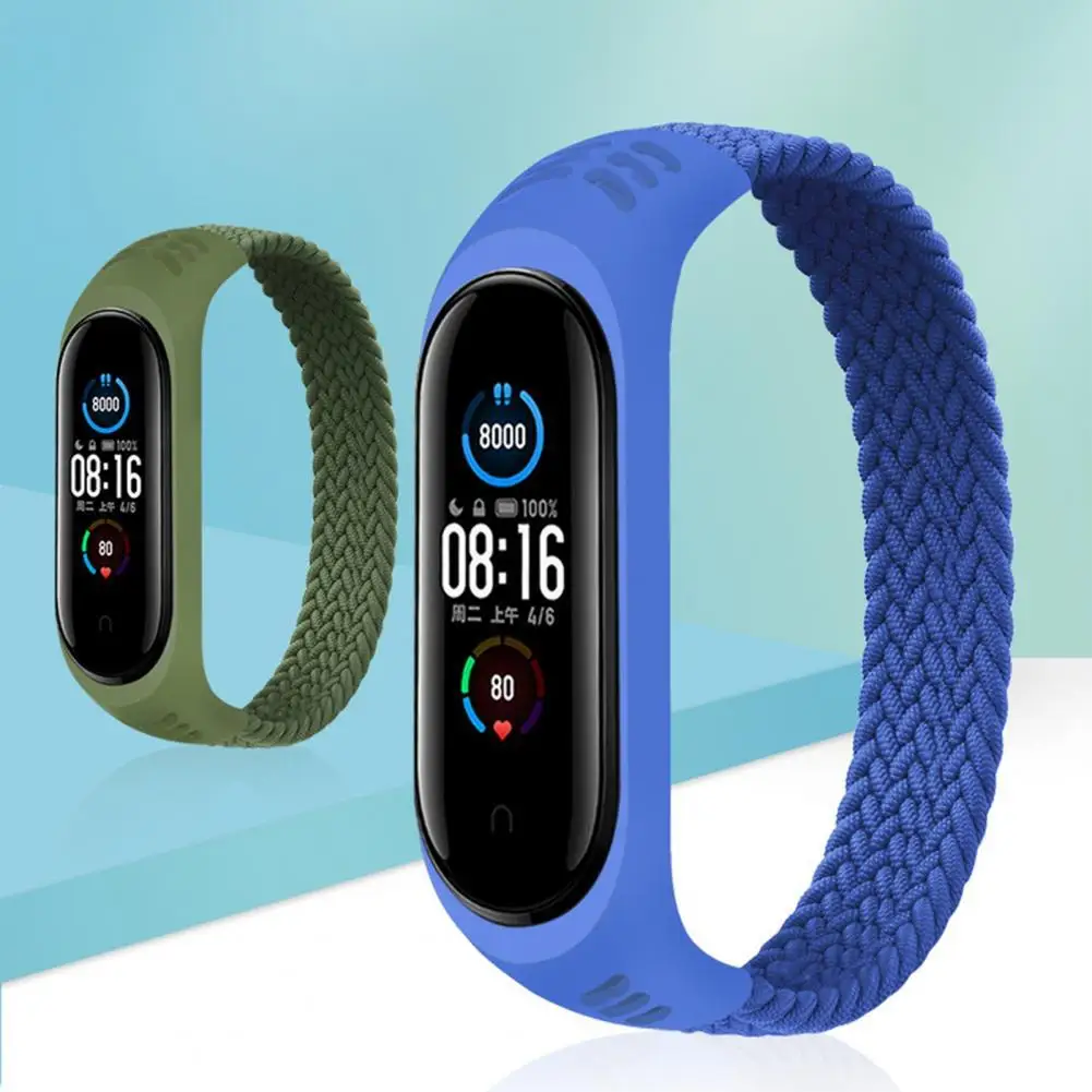 

Sweat-absorbent Durable Nylon Braided Single Loop Wristband for Xiaomi Mi Band 3/4/5/6/NFC