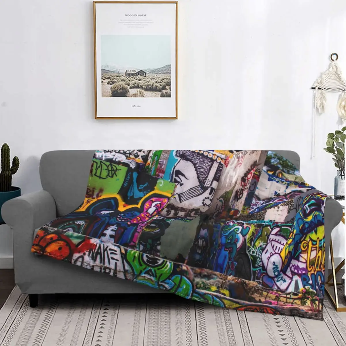 

The Graffiti Wall In Austin Blanket Street Art Plush Warm UltraSoft Flannel Fleece Throw Blanket For Sofa Bedspread Quilt Outlet