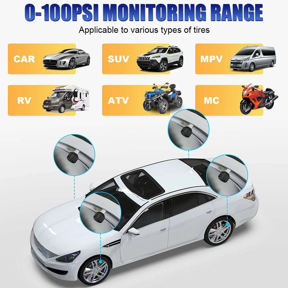 Автомобильные датчики давления в шинах TPMS Φ APP дисплей внешняя система контроля