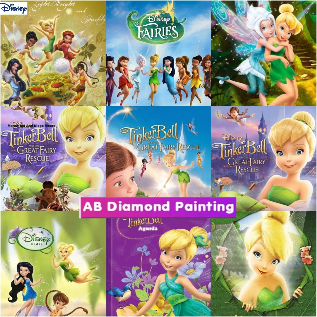 

Disney Tinker Bell Art Diamond Painting Cartoon fairy Picture Rhinestone diamond painted cross stitch wall decoration