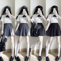 Student Short Skirts For Girls Japanese School Dresses Seifuku Eight Pleated Skirt JK Uniform Sailor Suit Grey Black Navy Brown