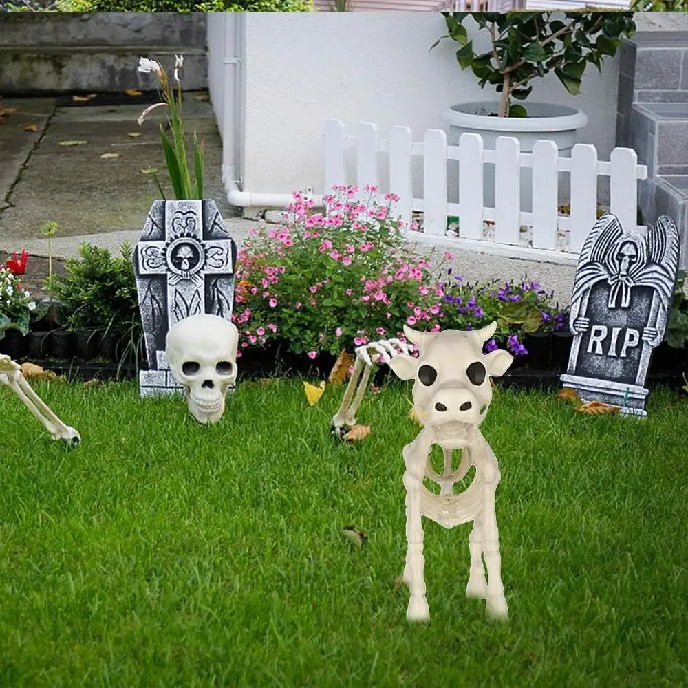 

Horror Prop Halloween Cow Skeleton Creepy Party Decoration Animal Skeleton Cow Skull Prop Resin Scary Bone Ornament Outdoor