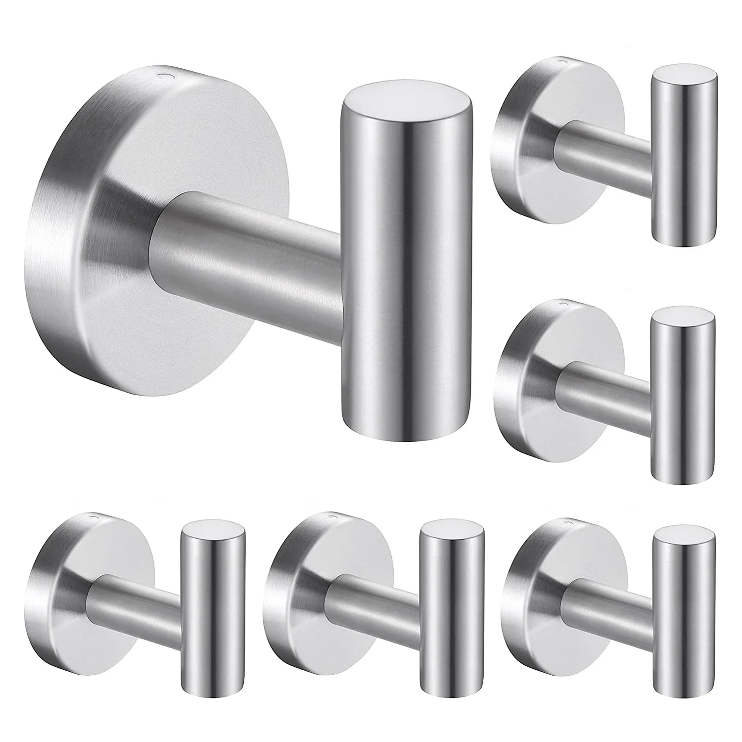 

Towel Hooks 6 Pack Wall Hooks Coat Hooks Robe Hook Holder for Bathroom Kitchen Garage Home Hotel Cabinet Office