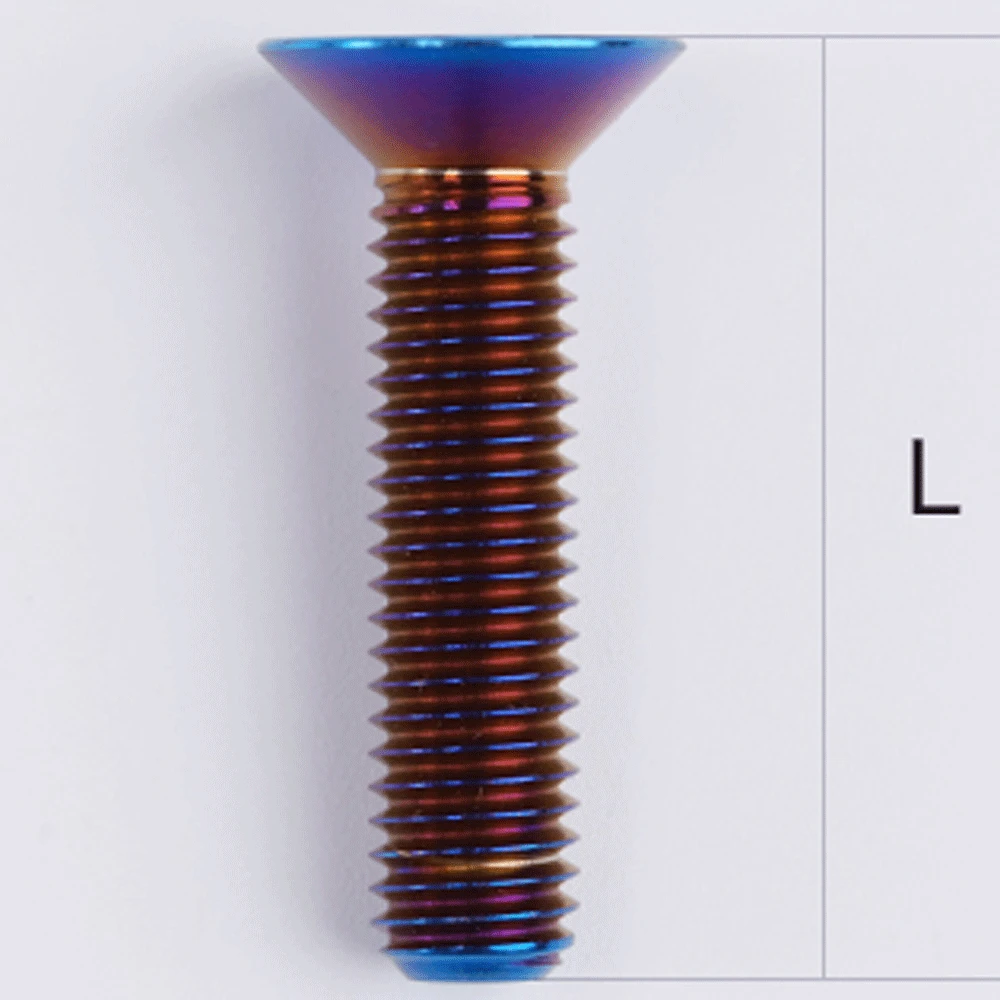

Mutliple Color M6 p1.0mm 12/16/18/20/25/30/35mm GR5 TC4 Titanium Alloy Countersunk Screw Bolt Flat T30 Torx Head