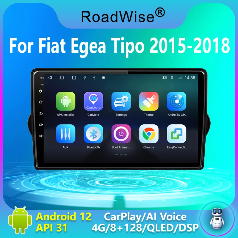 

Roadwise 2 din GPS Android Car Radio Multimedia Carplay For Fiat Egea Tipo 2015 2016 2017 2018 4G Wifi DVD Navi GPS BT Autoradio