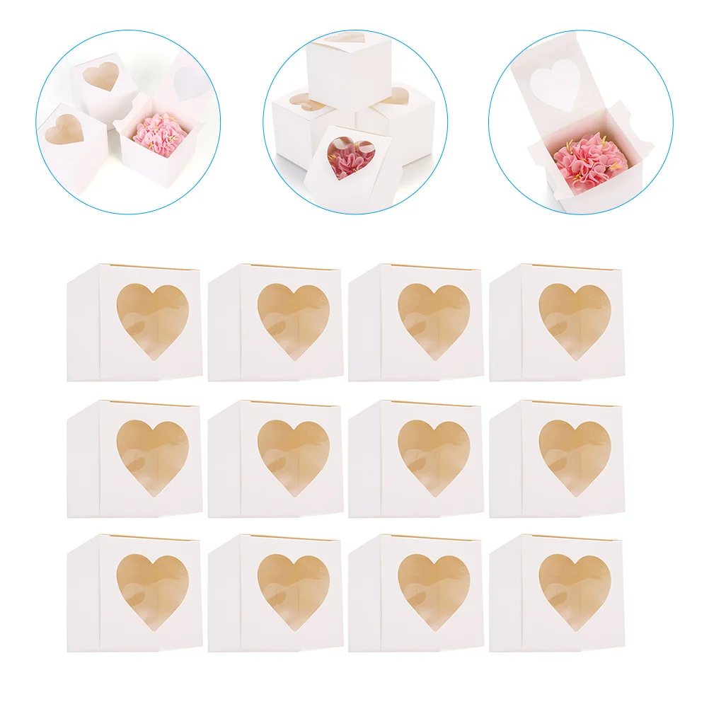 

Boxes Cake Box Individual Cupcake Dessert Carrier Cookie Window Donut Withhandle Containers Paper Gift Muffin Wrapping Out Party