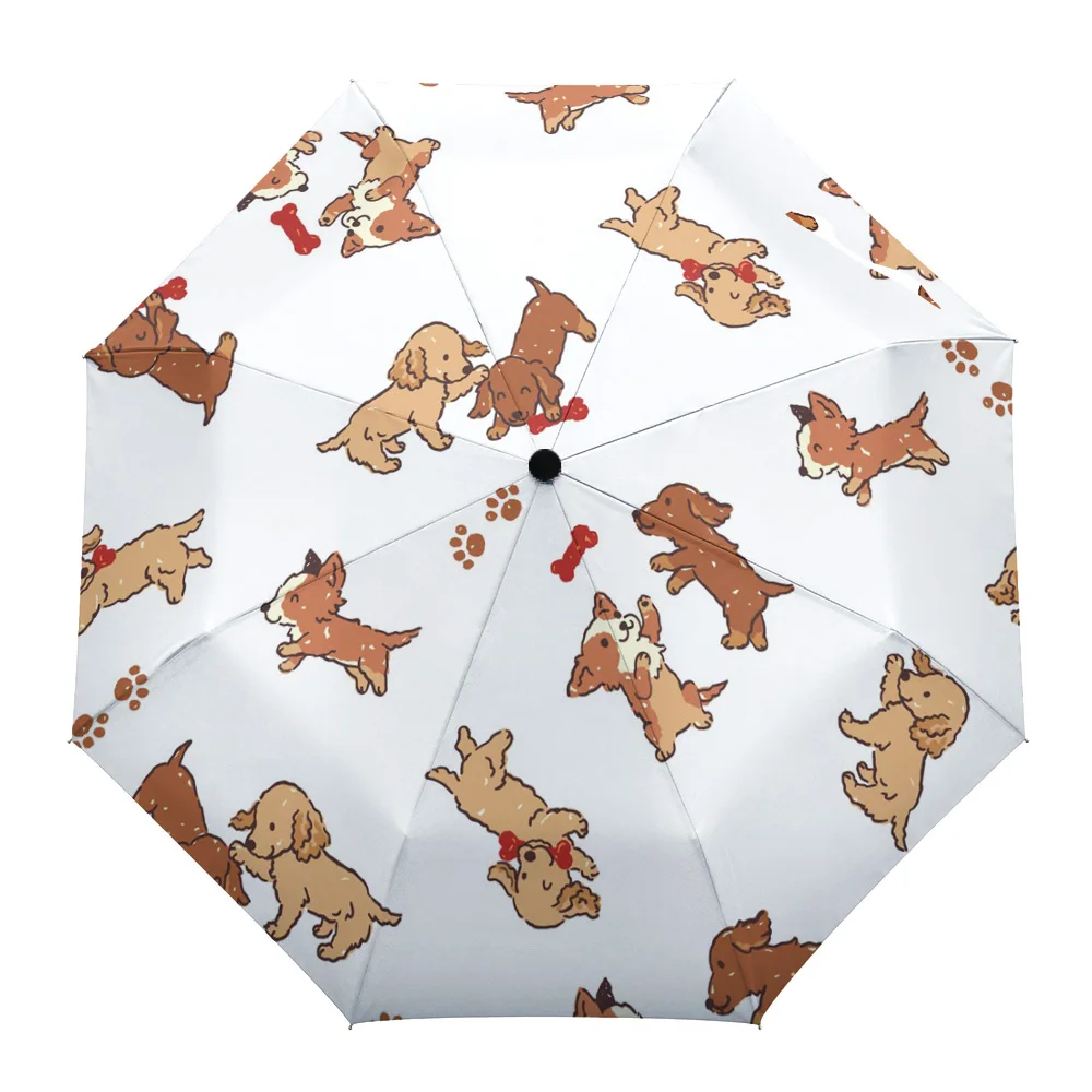 

Cartoon Animal Puppy Cute Print Women Men Rain Umbrella Three Folding Girl Durable Portable Automatic Umbrellas Gift Parasol