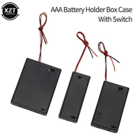 1pcs aaa battery holder case box with leads with onoff switch cover 2 3 4 slot standard battery container