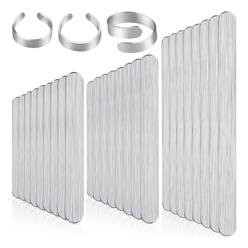 

36 Pack Aluminum Flat Ring Blanks Metal Stamping Blanks Ring Metal Strips Metal Stamping Supplies Jewelry Blanks,3 Sizes