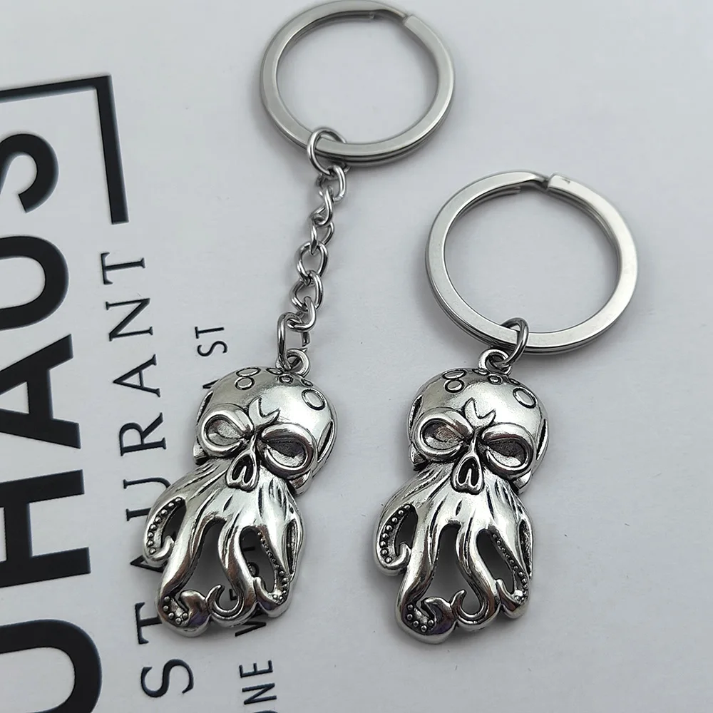 

Fashion Octopus 21x41mm Pendant Key Ring Metal Chain Bronze Silver Color Men Car Gift Souvenirs Keychain Dropshipping