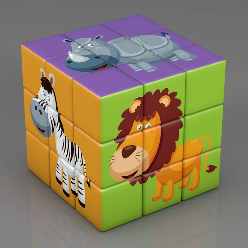 

Kindergarten Children 'S Creative Third-Order Magic Cubes Puzzle Dinosaur Animal Fruit Car Intelligence Toy Magic Cubes Gift