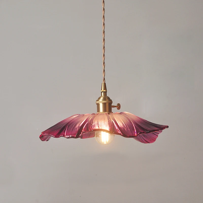 

Japanese Style Flower Glass Chandelier Dining Room Living Room Bar Bedside Lamp Bedroom Nordic Modern Brass Led Hanging Light