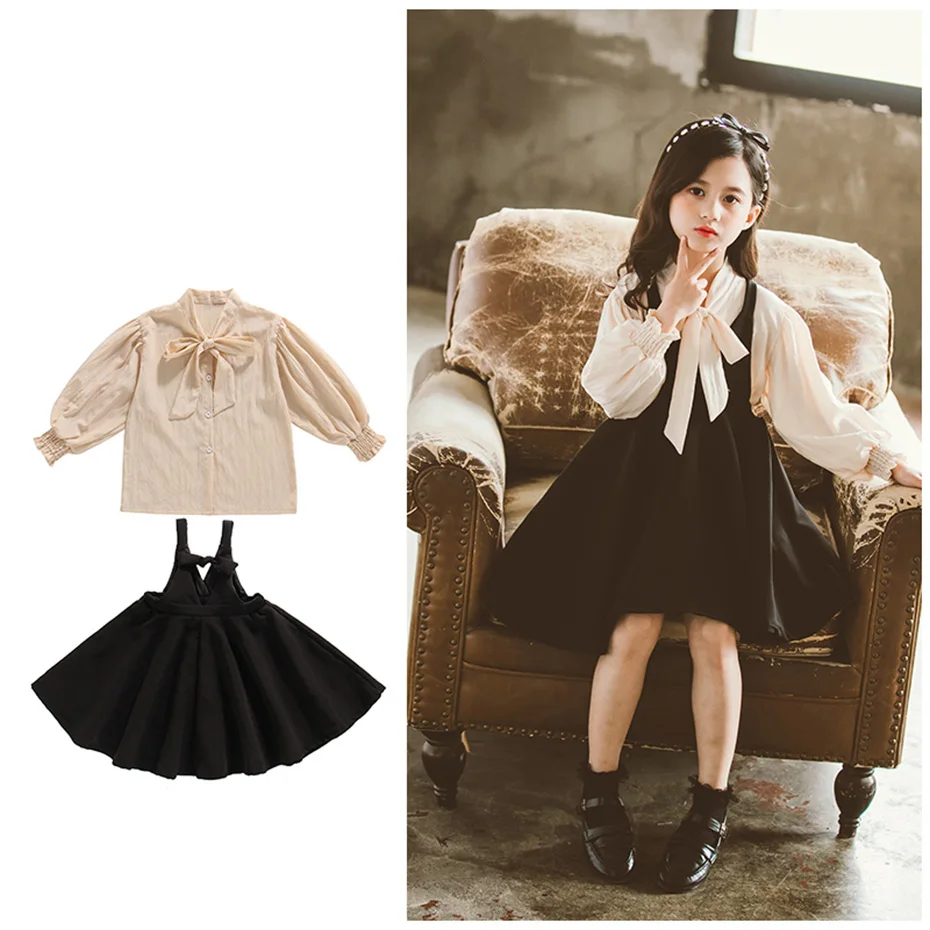 

2023 Girls Clothes Solid Color Clothes for Girls New Blouse + Dress Girls Clothes Spring Autumn Kid Clothes 6-14y Girl Clothes