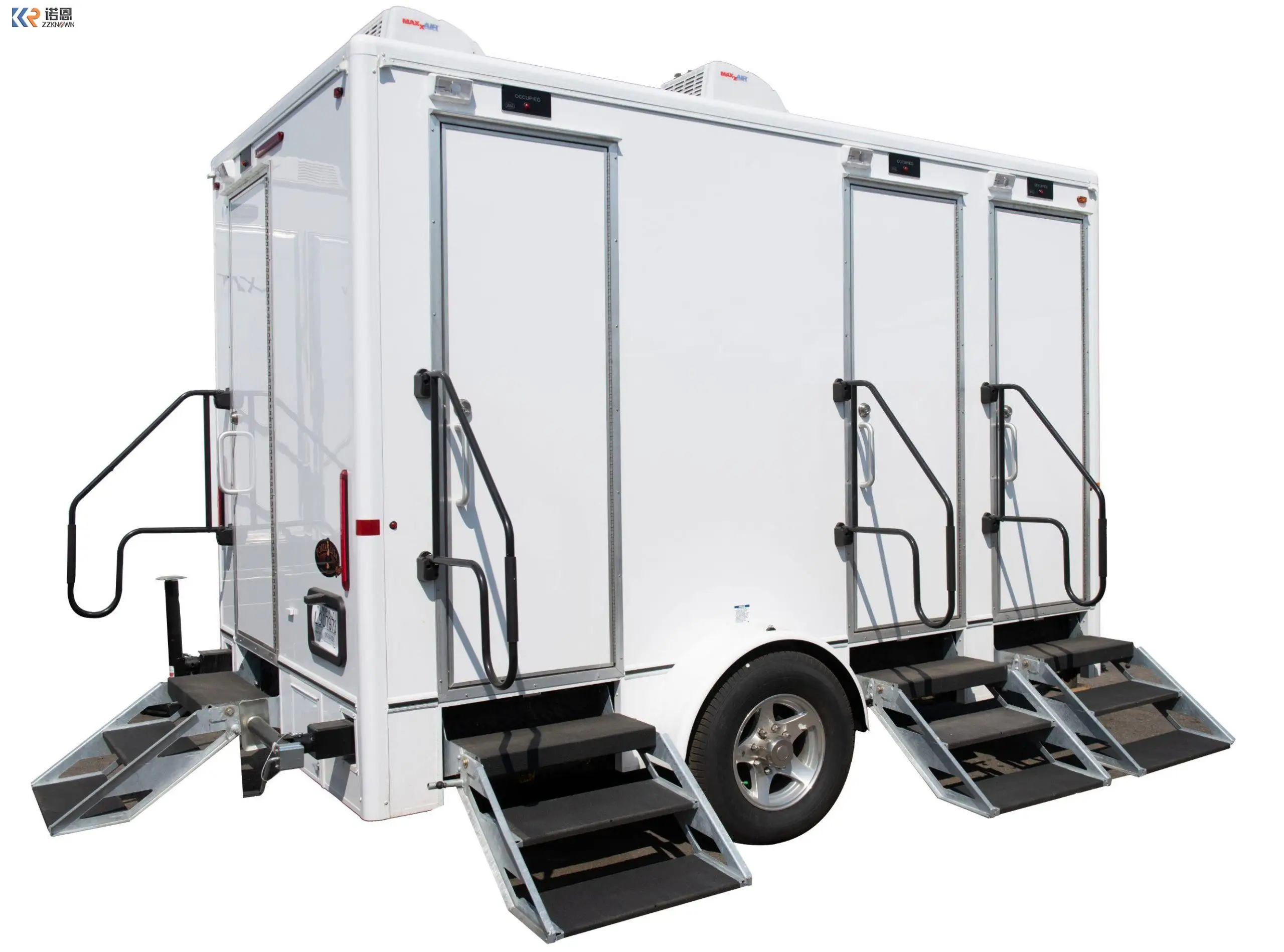 

3 Station Mobile Portable Toilet Trailer Black VIP Luxury Restroom Trailer Prefab Houses Moving WC Portable Shower Trailer