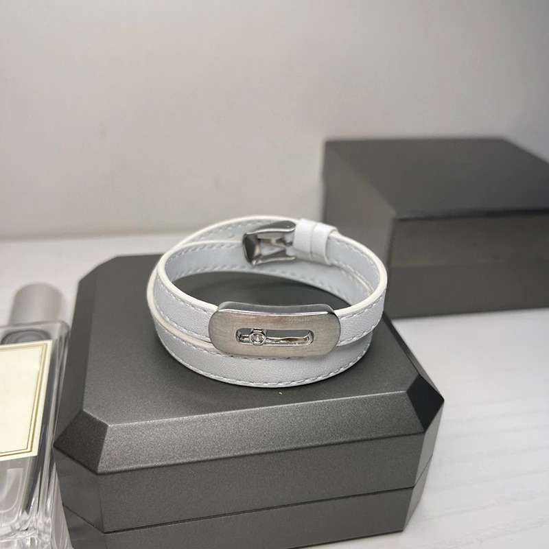 Top Quality Fashion Luxury Ladies Leather Bracelet Sliding New Grey Purple Bracelet Party Wedding Travel Bracelet Jewelry